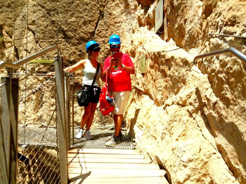 Ardales: Caminito del Rey Group Walking Tour - The hanging bridge moment, with the guide ending first