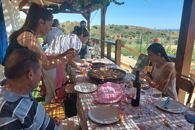 Chefcooking Paella from our Andalusian Grandmother at a Family Farm - What You Eat Beyond Paella: Mussels, Cheeses, Ham, Dessert, and Coffee