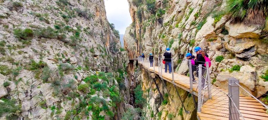 From Málaga: Caminito del Rey Guided Day Trip - The walk: tunnel start, helmet on, and 2.5 hours of canyon views