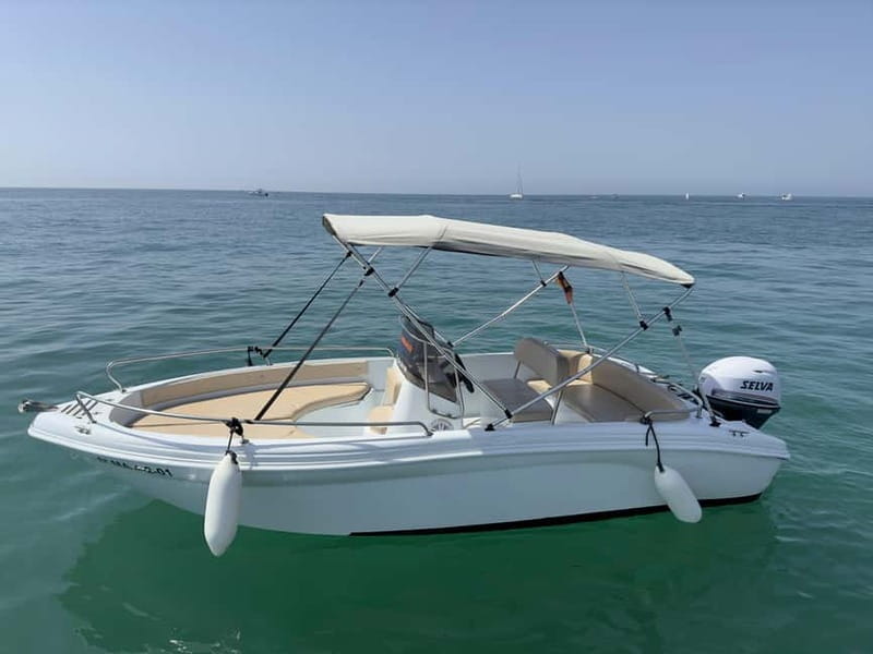 Malaga: Boat rentals without a license - Boat Comfort Checklist: Bluetooth, Refrigerator, and the Sun Deck