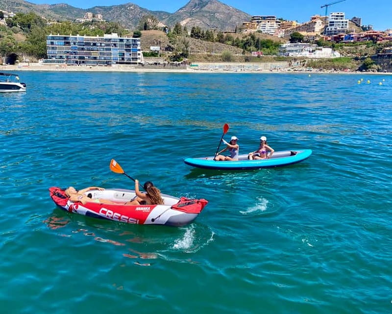 Málaga: Boat Tour w/ Snorkeling, Water Activities, and Lunch - After the Slide: Kayak and Paddle Surf Board Time