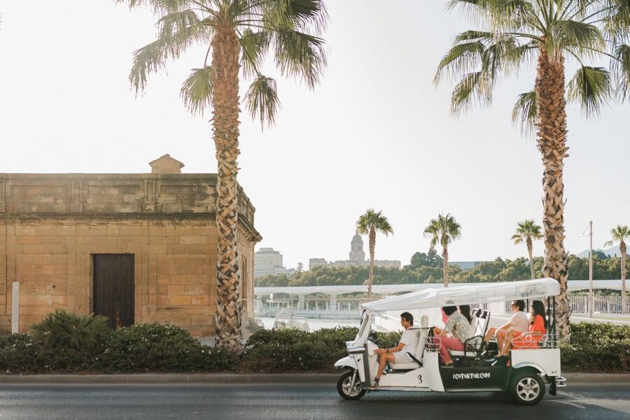 Malaga: Private City Tour by Eco Tuk Tuk - La Farola and La Malagueta Beach: the seaside section you’ll actually remember