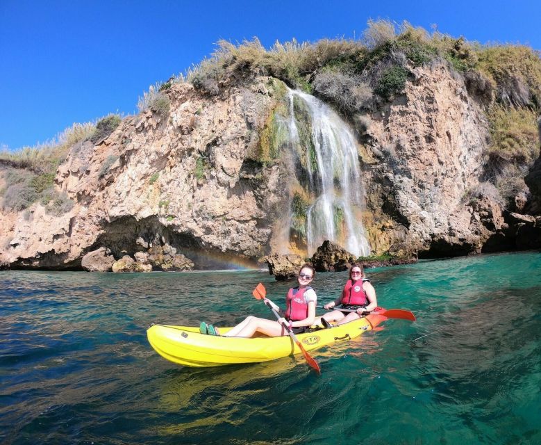 Nerja: Guided Kayak Tour Nerja Cliffs and Maro Waterfall - Kayaking the Nerja cliffs from Burriana Beach
