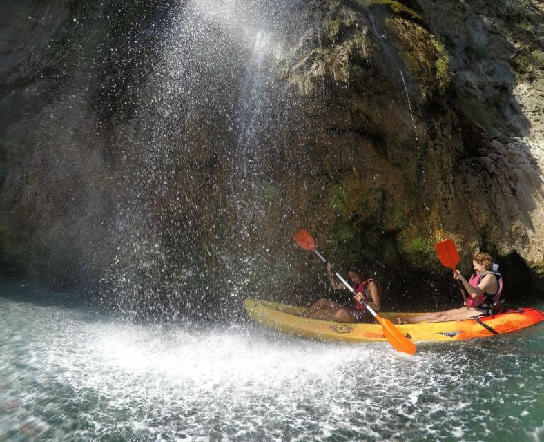 Nerja: Guided Kayak Tour Nerja Cliffs and Maro Waterfall - Cascada de Maro: the approach, the feel of the waterfall stop, and the swim break