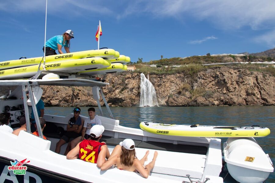 Nerja: Maro Waterfall Boat Trip with Paddleboarding & Drink - Setting off from Caleta de Vélez and getting on the Aventumar