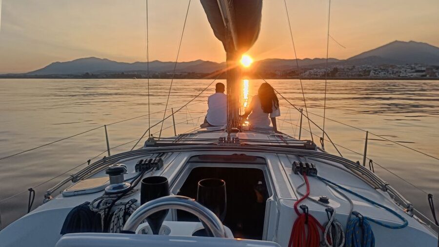 Sunset Sailing in Private Sailboat Puerto Banus Marbella - Golden Mile cruise with Cava toast and photo stops